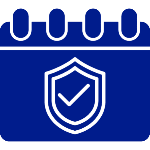 Blue calendar with checkmark shield
