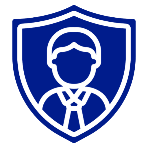 Businessperson inside shield icon