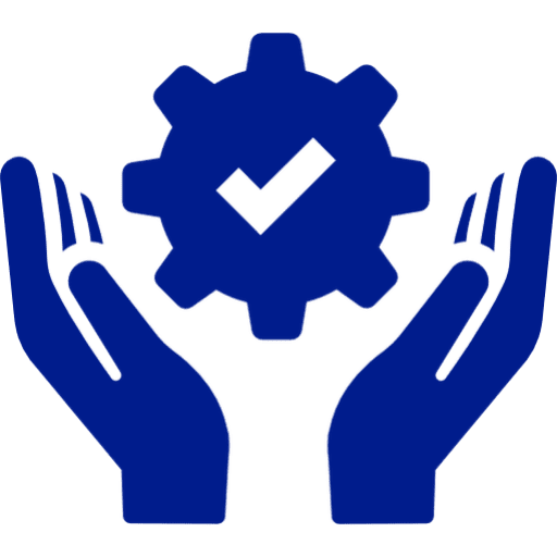 Gear and hands symbolizing reliability