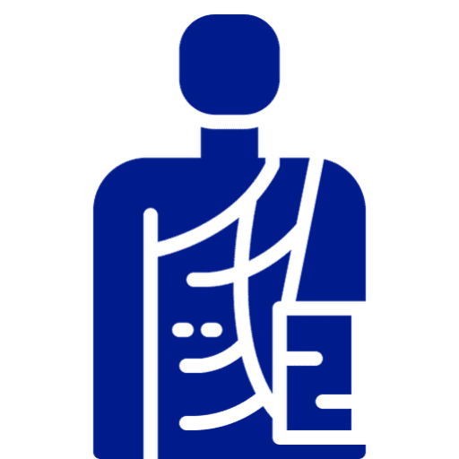 Minimalist human figure in blue robe