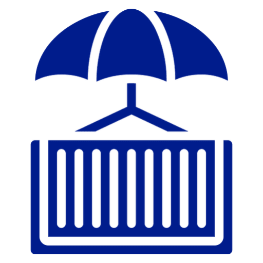 Blue parachute with box