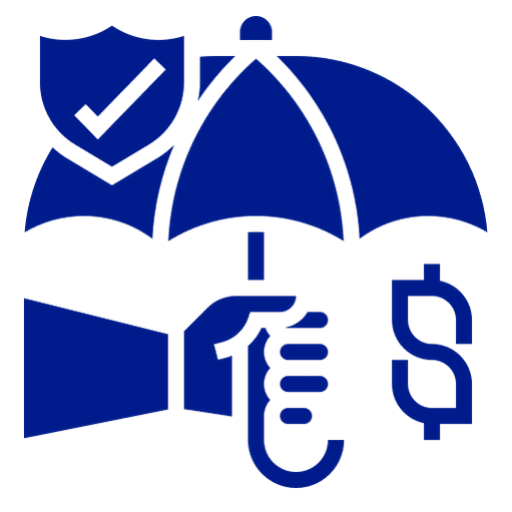 Shield, umbrella, and dollar sign illustration