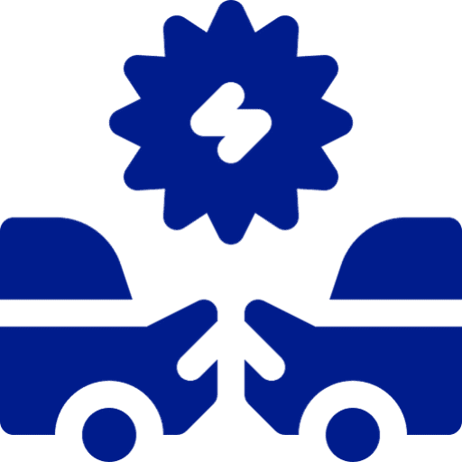 Car collision icon with lightning bolt