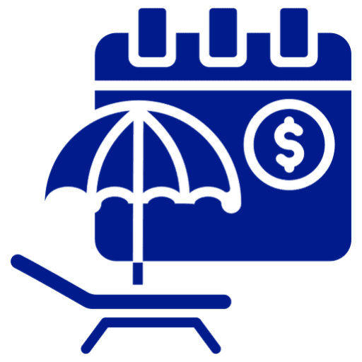 Vacation planning icon with calendar and cost
