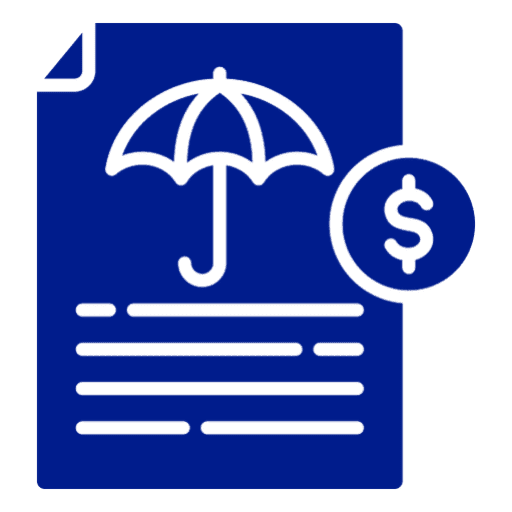Blue insurance document illustration with currency sign
