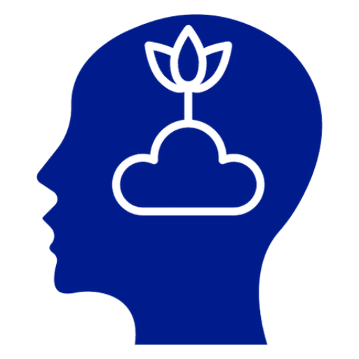 Head outline featuring cloud and plant