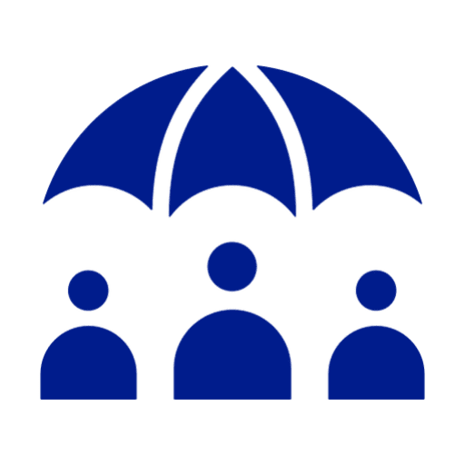 Group under umbrella icon in blue