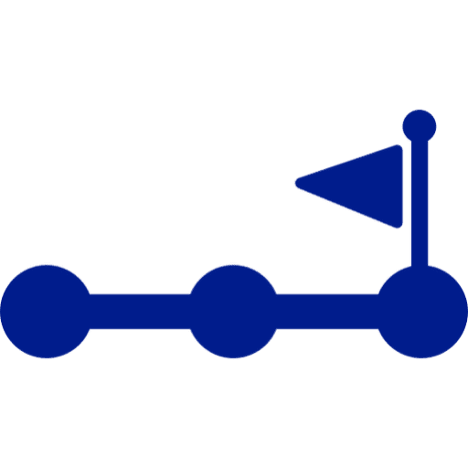 Blue route with destination flag