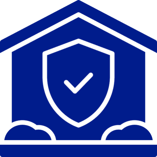 Home protection emblem with checkmark