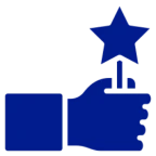 Blue hand with star symbol
