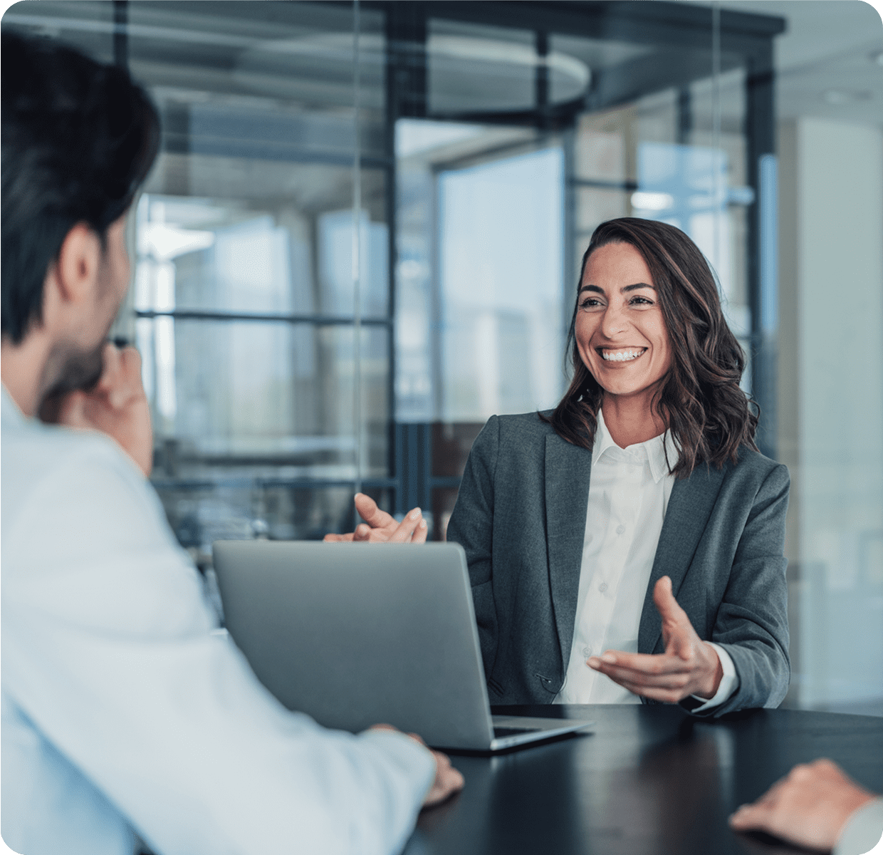 Professional discussion in modern office