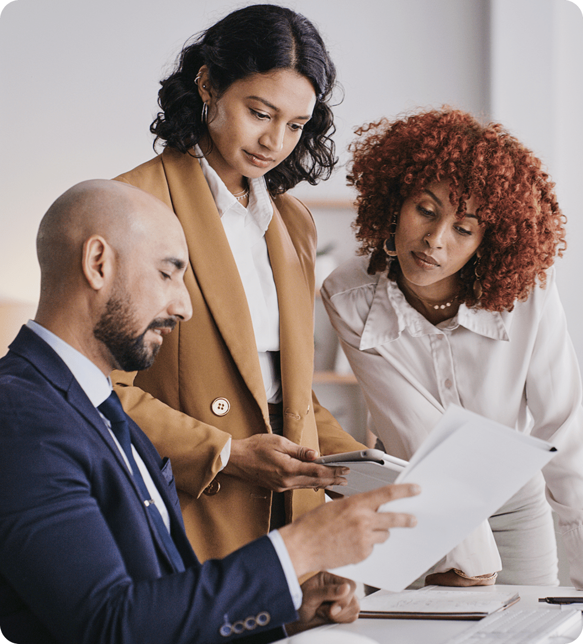 Team reviewing documents in an office