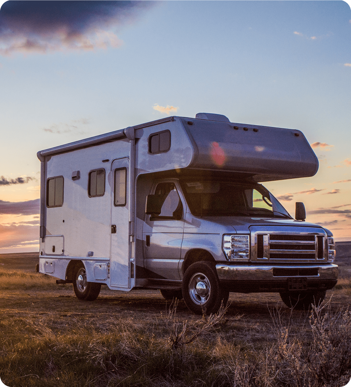 Motorhome on grassy field