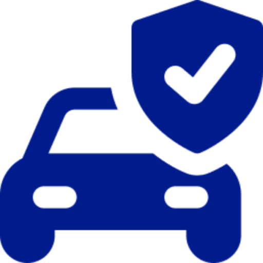 Car insurance icon with shield checkmark