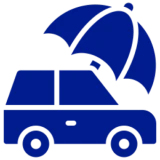 Car with umbrella icon