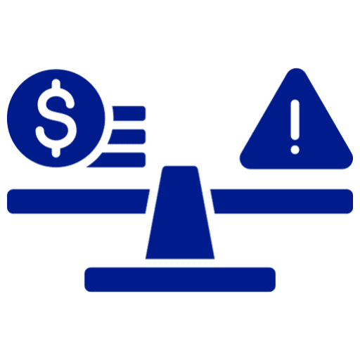 Money and risk balance icon