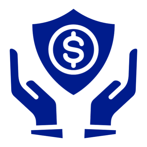 Dollar shield between protective hands