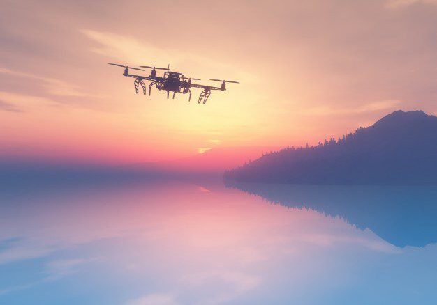 3d-render-of-a-drone-flying-over-a-sunset-ocean_1048-5824
