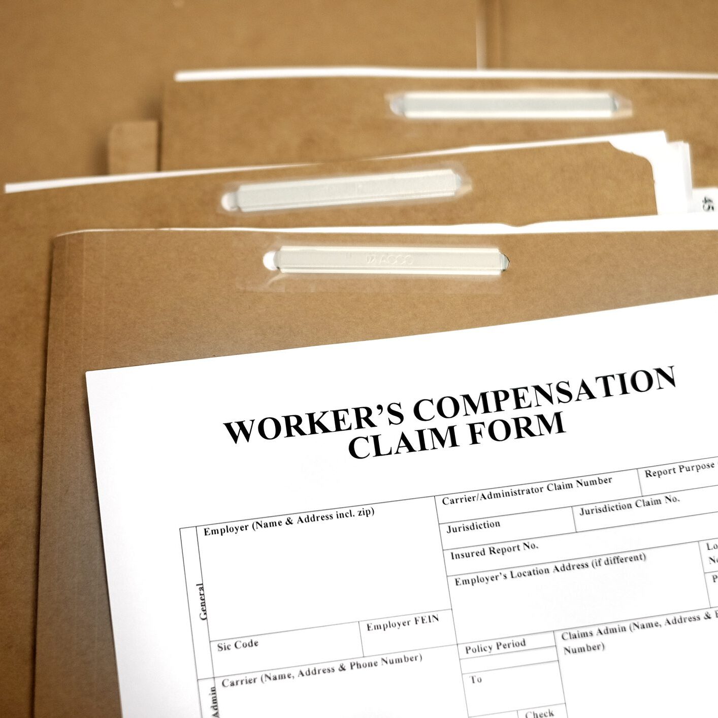 Brown folders with claim form